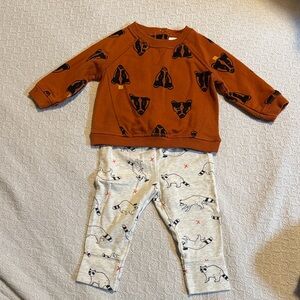 Cat & Jack Rust Dog Print Top and Cream Animal Pants